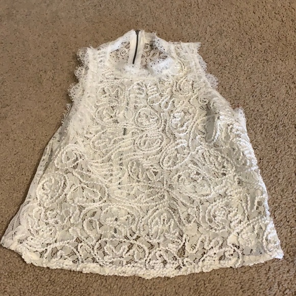 Zara cream lace zipper top size L NWOT - Picture 1 of 4
